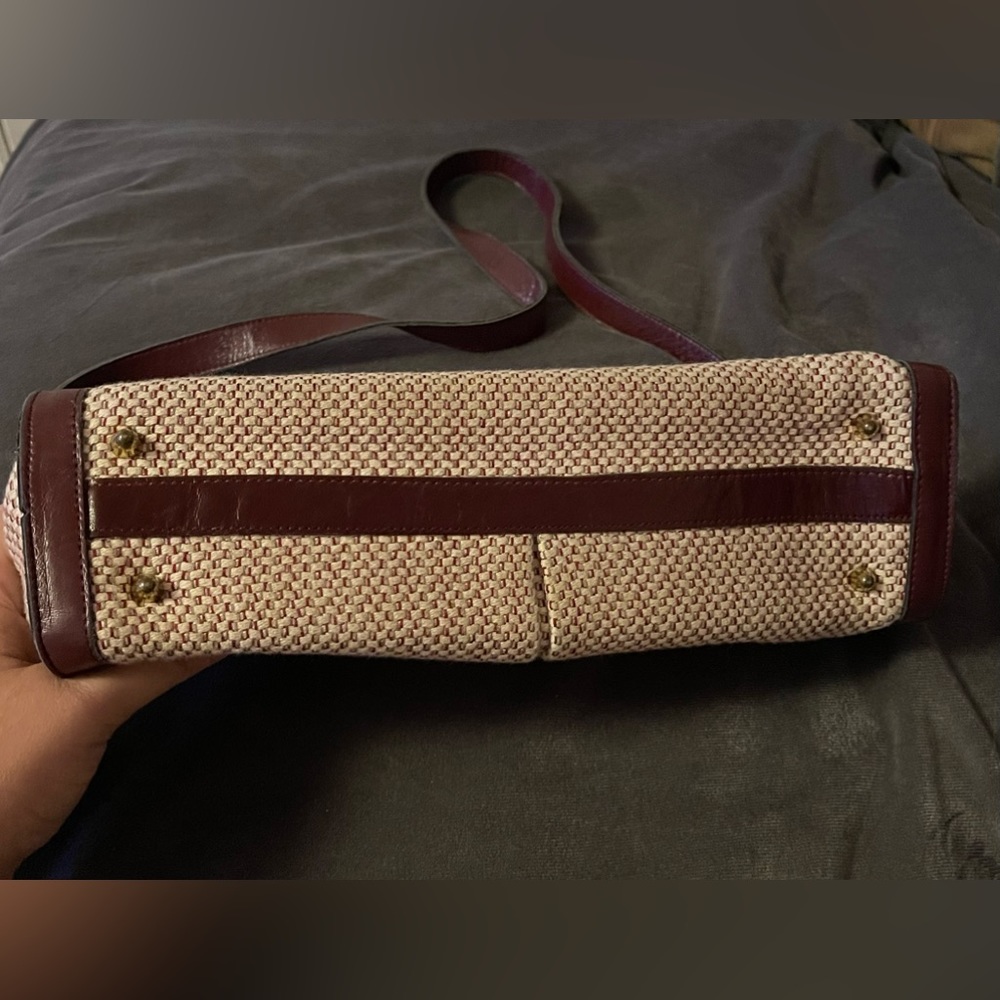 Vintage Etienne Aigner Tan and Burgundy Shoulder Bag Purse - Picture 3 of 8